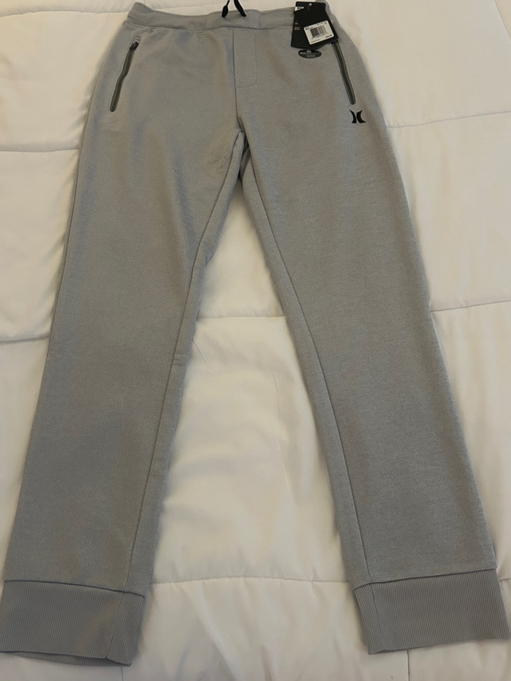 Nike Light Gray Kids Sweatpants with Zippered Pockets